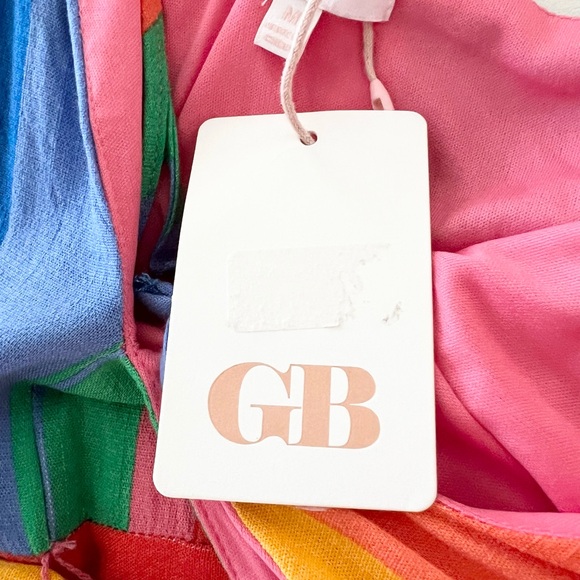 NWT Gianni Bini Rainbow Stripe Romper Medium Tie Waist V Neck Festival - Picture 4 of 8
